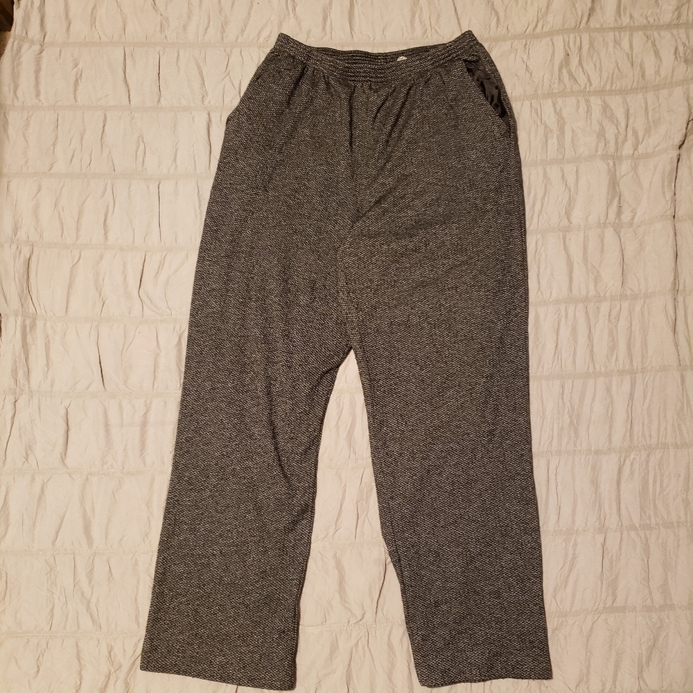 Alfred Dunner Heathered Gray/black Cozy Pants Slacks 14